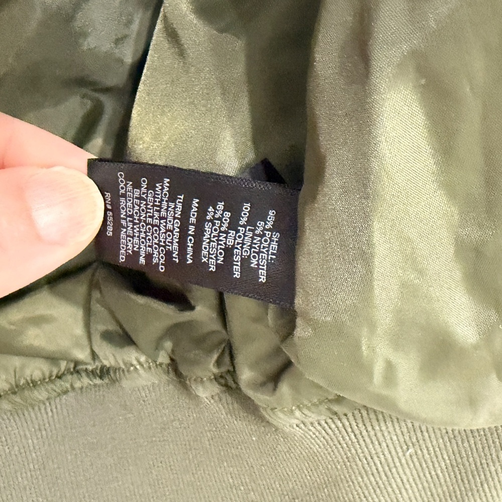 Express Olive Green Lace Up Bomber Jacket Size Small Utility Chic - Picture 8 of 8